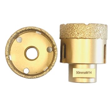4pcs M14 50mmの真空によってろう付けされるダイヤモンド用具は穴あけ工具最低に欠を